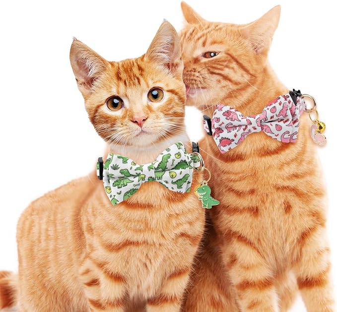 2 Pack Cotton Cat Collar with Bow Tie and Bell - Image 6