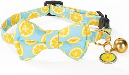 Breakaway Cat Collar with Cute Bow Tie Bell 2Pack Lemon Strawberry Summer - Image 5