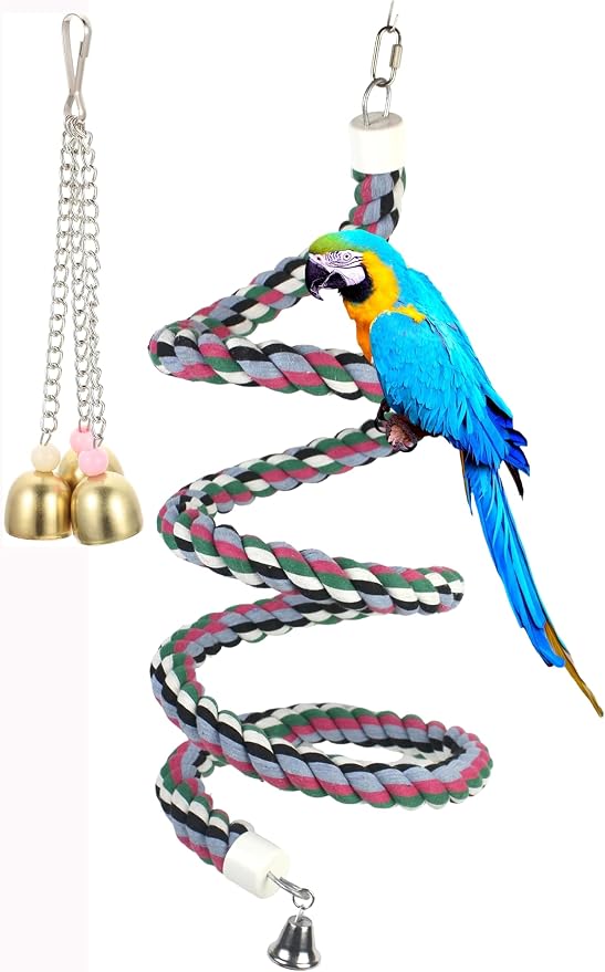 65inch Cotton Bendable Rope Perch Swing Bird Chew Toys Amazon Parrots Cage Toys by OSWINMART