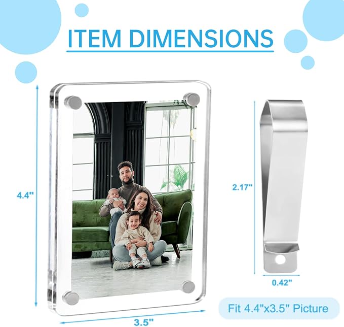 2 Pack Magnetic Car Visor Photo Holder – Personalized Acrylic Clip - Image 2