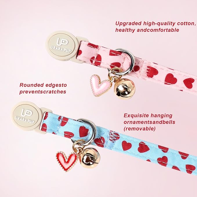 Cat Collar, Sweet Heart Kitten Collars Pink Hearts - Image 2