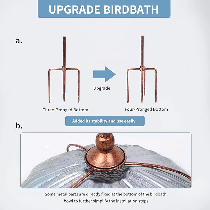 MUMTOP 31 Inch Height Glass Birdbath Birdfeeder - Image 6