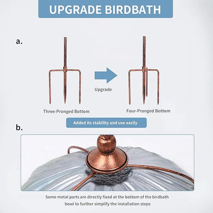 MUMTOP 31 Inch Height Glass Birdbath Birdfeeder - Image 6
