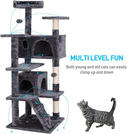 54-Inch Cat Tree for Large Cats, Sturdy Multi-Level Cat Tower - Image 8
