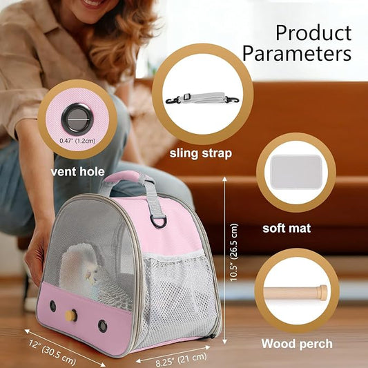 Bird Carrier, Portable Small Bird Parrot Parakeet Carrier - Image 2