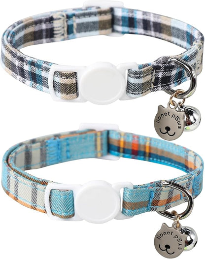 Lionet Paws 2pcs Pack Cotton Cat Collar, Breakaway Buckle by lionetpaws