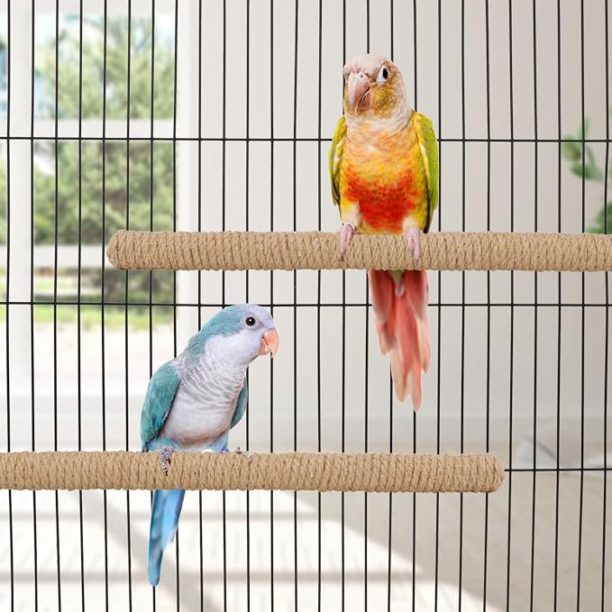 Hypeety Bird Perch Stand Natural Wood Parrot Hemp Rope Perch Birdcage - Image 7