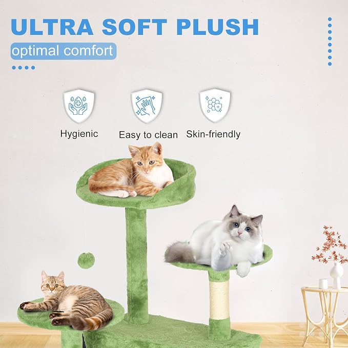FDW | 54" Cat Tree Tower | Green | Multi-Level Indoor Activity Center - Image 2