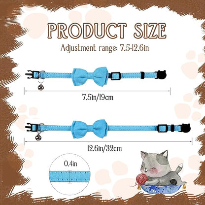 2 Pcs Boy Cat Collar with Bell Breakaway Cat Collars Cute Kitten Bow Tie Collar - Image 2