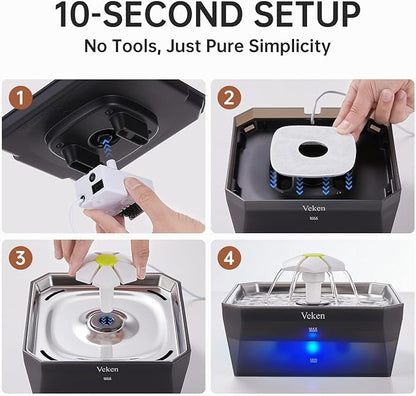 Veken Award-Winning Small Pet-Friendly Cat Water Fountain - Image 6
