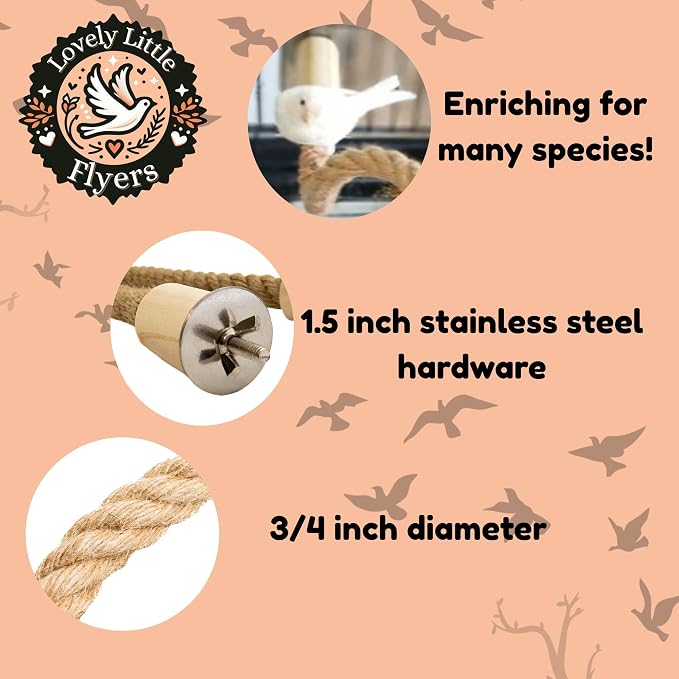 Bird Rope Perch for Parrots, Bendable Natural Jute Boing - Image 4