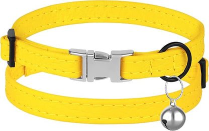 Leather Cat Collar with Buckle and Removable Bell - Image 2