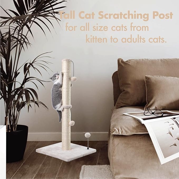 MECOOL 34” Tall Cat Scratching Post Premium Basics Kitten Scratcher Sisal - Image 5