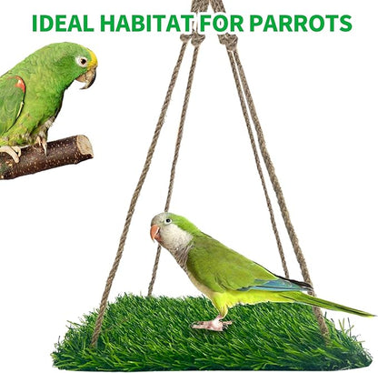 FlidRunest Large Bird Swing Toy, Bird Grass Mat Hammock Swing - Image 5
