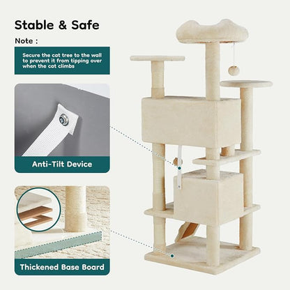 DUMOS 54-inch Indoor Cat Tree Tower –Multi-Level Pet House - Image 7