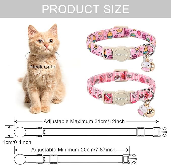 ARING PET 2 Pack Easter Cat Collars-Cute Easter Eggs Cat Collar Breakaway - Image 5