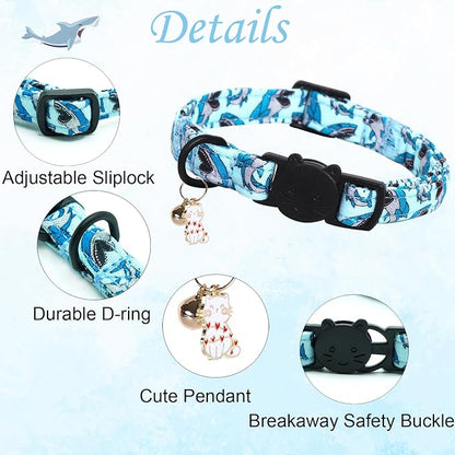 Cat Collar-2 Pack Collars Dinosaur & Shark Cat Collar Breakaway - Image 2