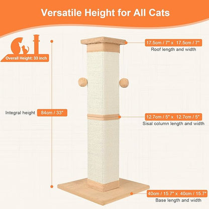 Cat Scratching Post 33 Inch Nature Sisal Cat Scratch Post - Image 2
