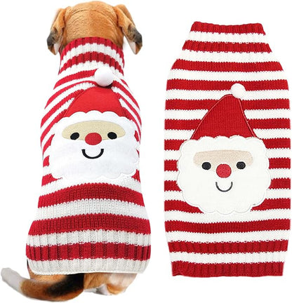 Dog Christmas Sweater Xmas Pet Clothes Cute Striped Santa Claus Costume Holiday by DOGGYZSTYLE