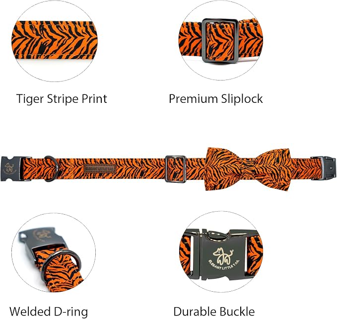 Elegant Little Tail Tiger Print X-Small Puppy Dog Collar, Buckle Closure - Image 2