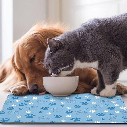 Dog Food Mat, Absorbent Water Bowl Mats Cat Pet Feeding Placemats Blue 12 * 20 - Image 7