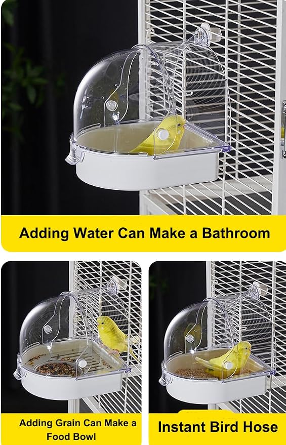 Hanging Brid Bath with Feeder for Cage, 3 in 1 Multifunction Bird - Image 5