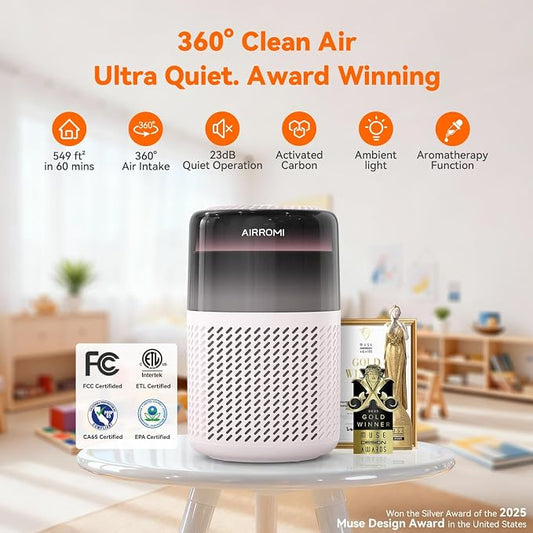AIRROMI HEPA Air Purifier for Bedroom&Home, Pet Air Purifier for Home Pets - Image 2
