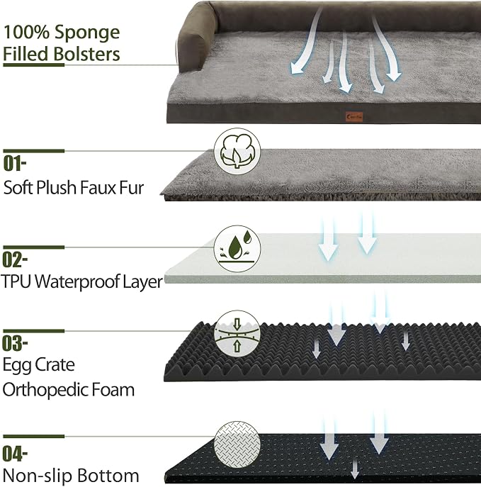 Orthopedic Dog Beds for Extra Large Dogs, Waterproof Egg Crate Foam XL Dog Bed - Image 3