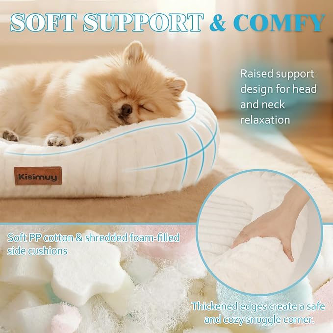 Dog Bed for Small & Medium Dogs – Calming Furry Puppy Bed - Image 2
