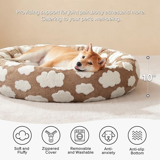 JOEJOY Donut Large Dog Bed, Cute Round Calming Dog Bed - Image 2