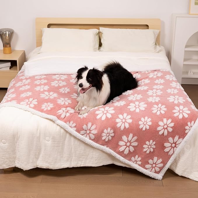 Waterproof Blanket for Dog Cat or Adult, Cute 3D Textured Flower Dog Blanket by Yaning