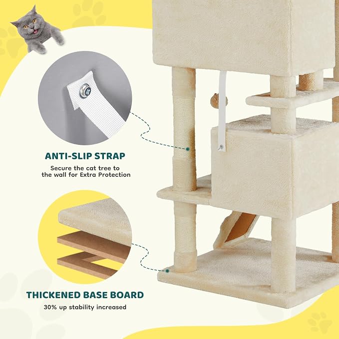 Cat Tree 54 Inch, Sisal Scratching Posts and Climbing Ladder, Pet Play Toy - Image 6