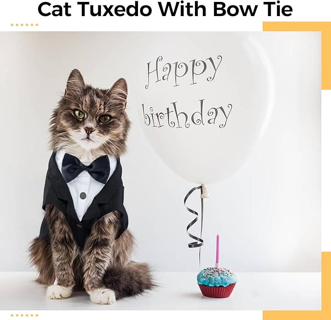 DENTRUN Cat Tuxedo Outfit, Sphynx Cat Costume Formal Suit - Image 3