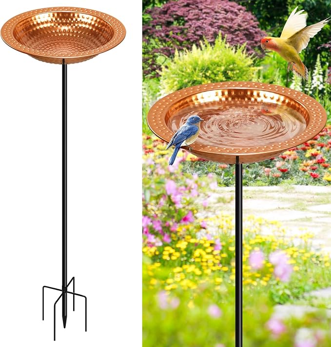 Metal Bird Bath Stand for Outdoors Garden, Bird Baths Birdbaths Bowl by YADOOLIFE