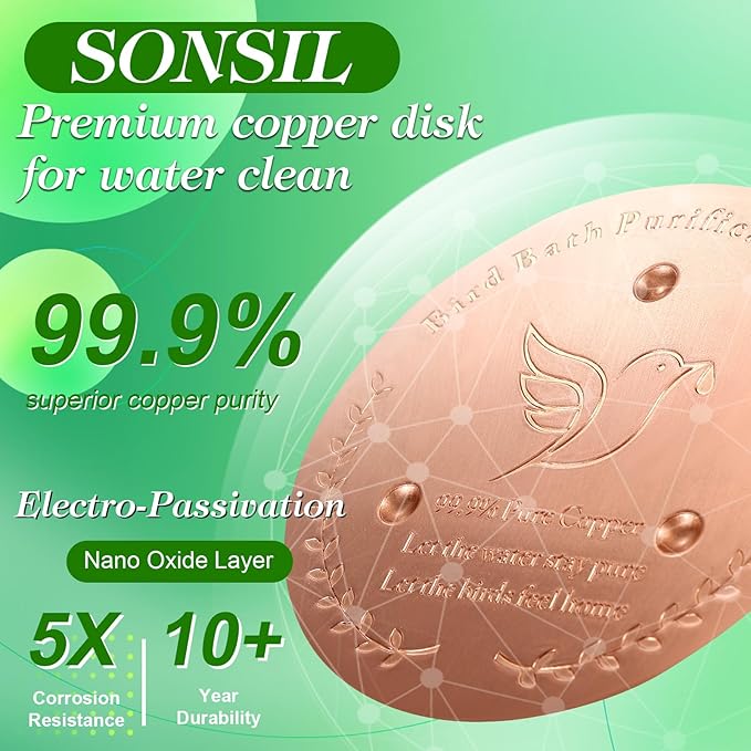 Bird Bath Copper Disk, Sturdy 1mm 99.9% Pure Copper Disk, Triple-Point Support - Image 3