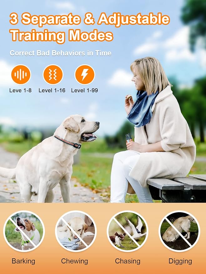 Bousnic Dog Shock Collar 2 Dogs - 3300 ft Waterproof Training Collar - Image 3