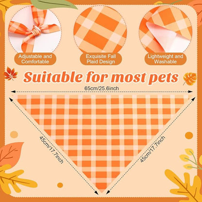 Weewooday 50 Pcs Thanksgiving Fall Dog Bandanas Bulk Plaid Bandanas - Image 3