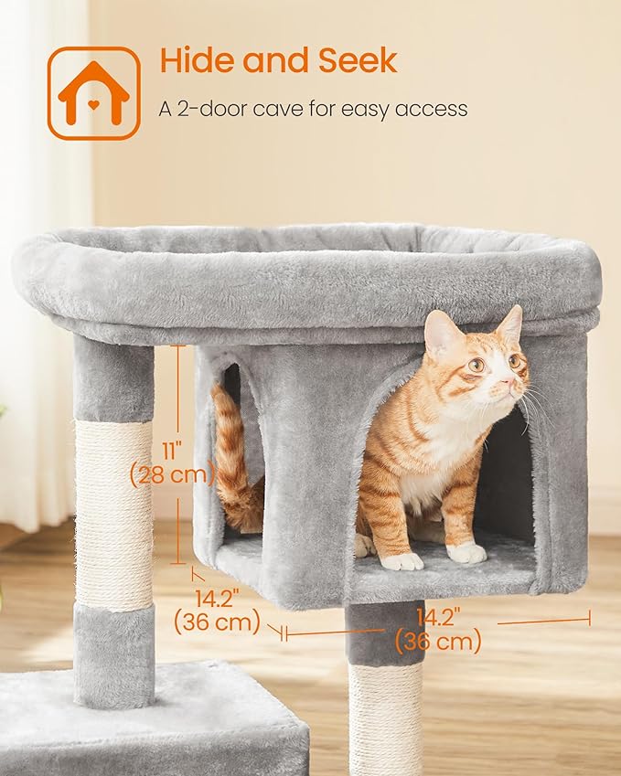 Feandrea Cat Tree, 33.1-Inch Cat Tower, Plush Condo - Image 4