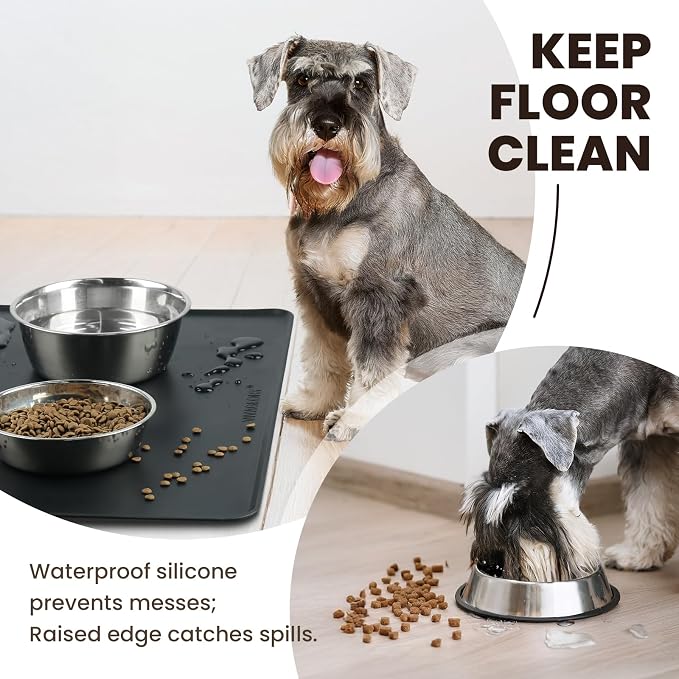 VIVAGLORY Dog Food Mat Flexmat Dog Bowl Mat, Placemat Food Tray - Image 2