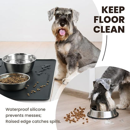 VIVAGLORY Dog Food Mat Flexmat Dog Bowl Mat, Placemat Food Tray - Image 2