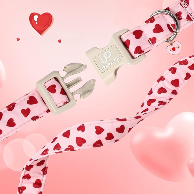 Valentine's Dog Collar, UP URARA PUP Pink Love Heart Adjustable Pet Collar - Image 4