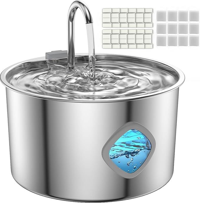 Cat Water Fountain Stainless Steel by FOOPOMARY