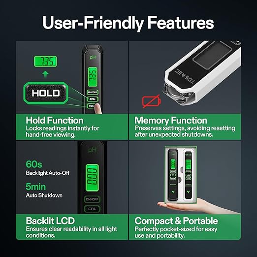VIVOSUN Digital pH and TDS Meter Kits, 0.01pH High Accuracy Pen Type pH Meter ± - Image 5