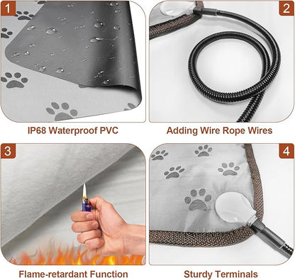 Pet Heating Pad 22x18 in with Smart Thermostat Switch and Power Line Protection - Image 3