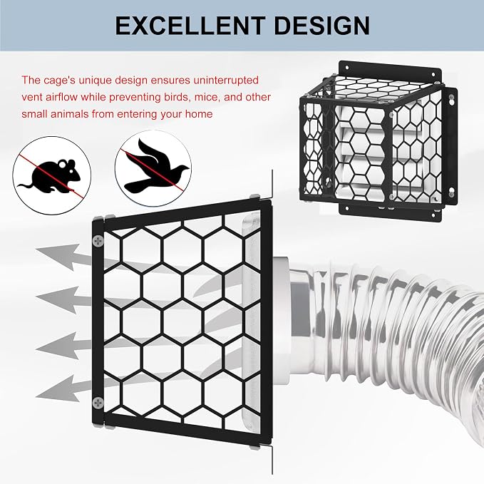 Universal Dryer & Exhaust Vent Bird Guard Heavy Duty Steel Animal Proof Cover - Image 4
