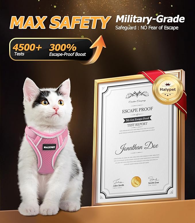 Halypet Cat Harness and Leash Set Escape Proof Adjustable Cat Leash Comfortable - Image 2