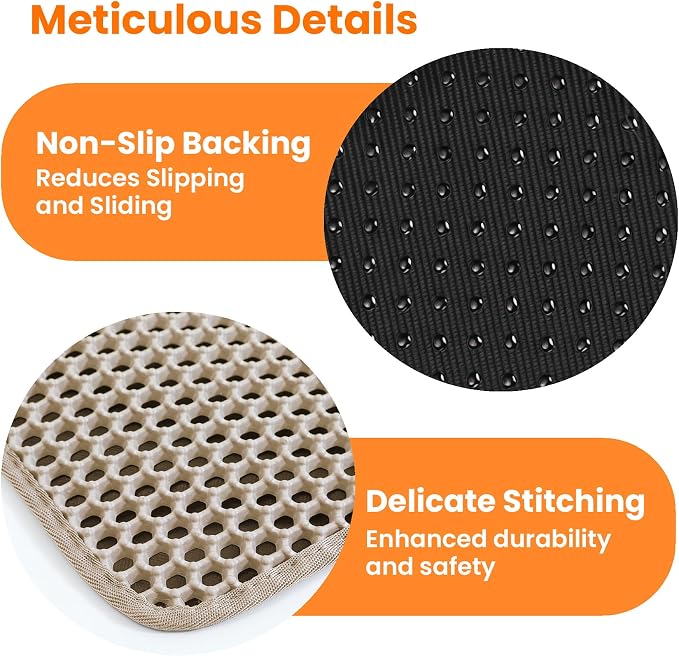 Extra Large Cat Litter Mat, 30x22 Inches Honeycomb Double Layer Cat Litter - Image 8