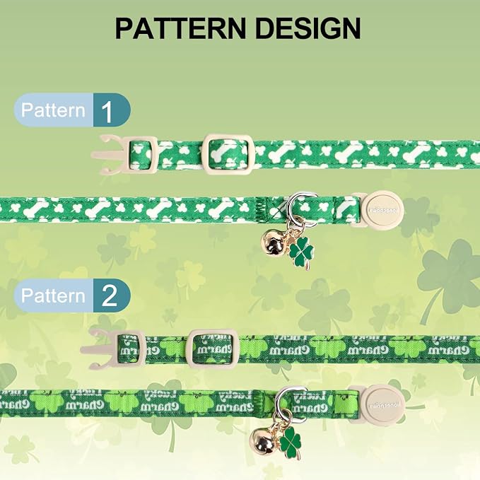 Lionet Paws 2pcs Pack St. Patrick Cotton Cat Collar, Breakaway Buckle - Image 3