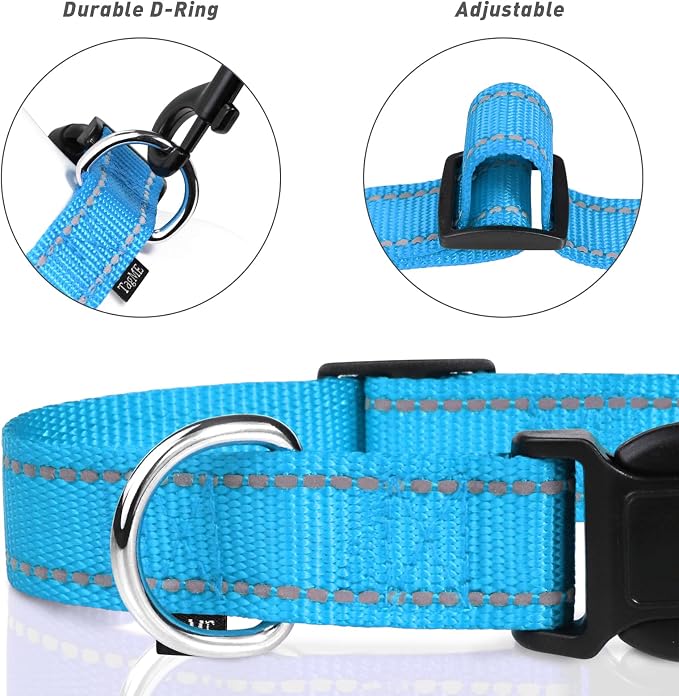 TagME Reflective Nylon Dog Collars, Adjustable Classic Pet Collar - Image 3