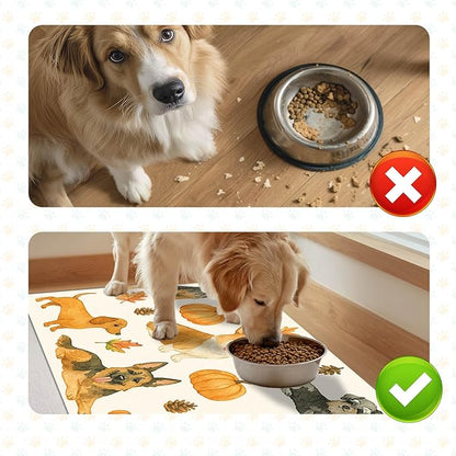 Fall Dog Pet Feeding Mat Autumn Pumpkin Design Food Mat - Image 7